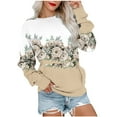 thumbnail image 2 of QUNYINEY Crew Neck Sweatshirt Women Casual Yellow Long Sleeve Floral Tops Relaxed Fit Drop Shoulder with Pocket Pullover Sweatshirts, 2 of 5