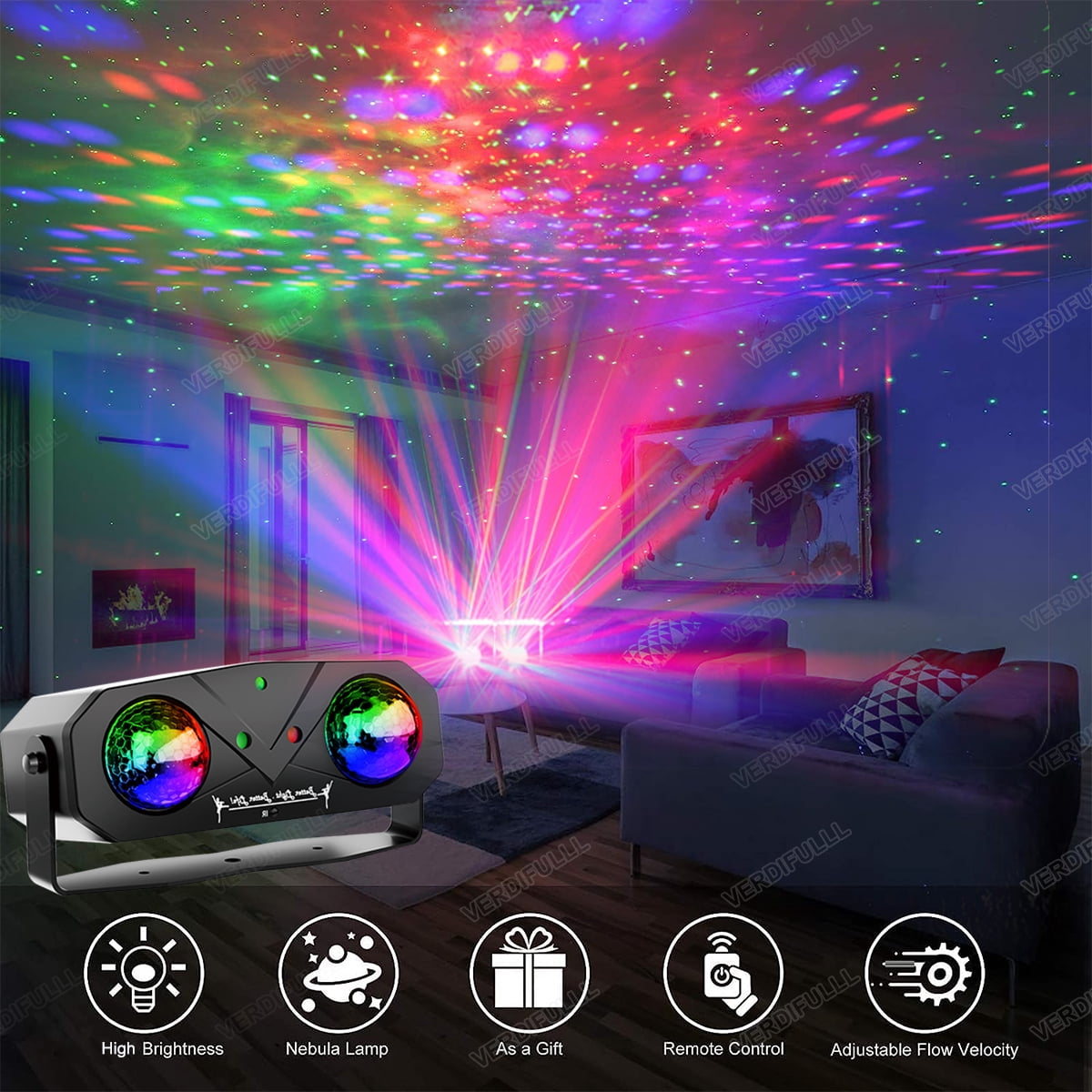 Disco Ball Party Lights Disco Light DJ Lights Sound Activated with Remote Control Black ABS Stage Lights for Party Club Bar KTV Holiday Dance Christmas Birthday Home Decoration