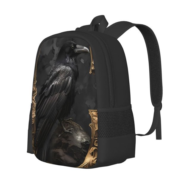 Easygdp Gothic Raven Portrait Mochila de Gran Capacidad Minimalista Ideal para Escuela, Viajes y Uso Diario