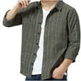 thumbnail image 3 of Fashion Plus Size Long Sleeve Shirts for Mens Casual Button Tops Short Sleeve Plaid Shirt Hooded Blouse Clearance Under 5$!, 3 of 8
