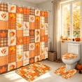 thumbnail image 2 of FRAMICS Fall Pumpkin Shower Curtain Sets with Non-Slip Rugs and Hooks, 16-Piece Thanksgiving Leaves Plaid Bathroom Sets, Waterproof Fabric Orange Bathroom Decor Set, 2 of 10