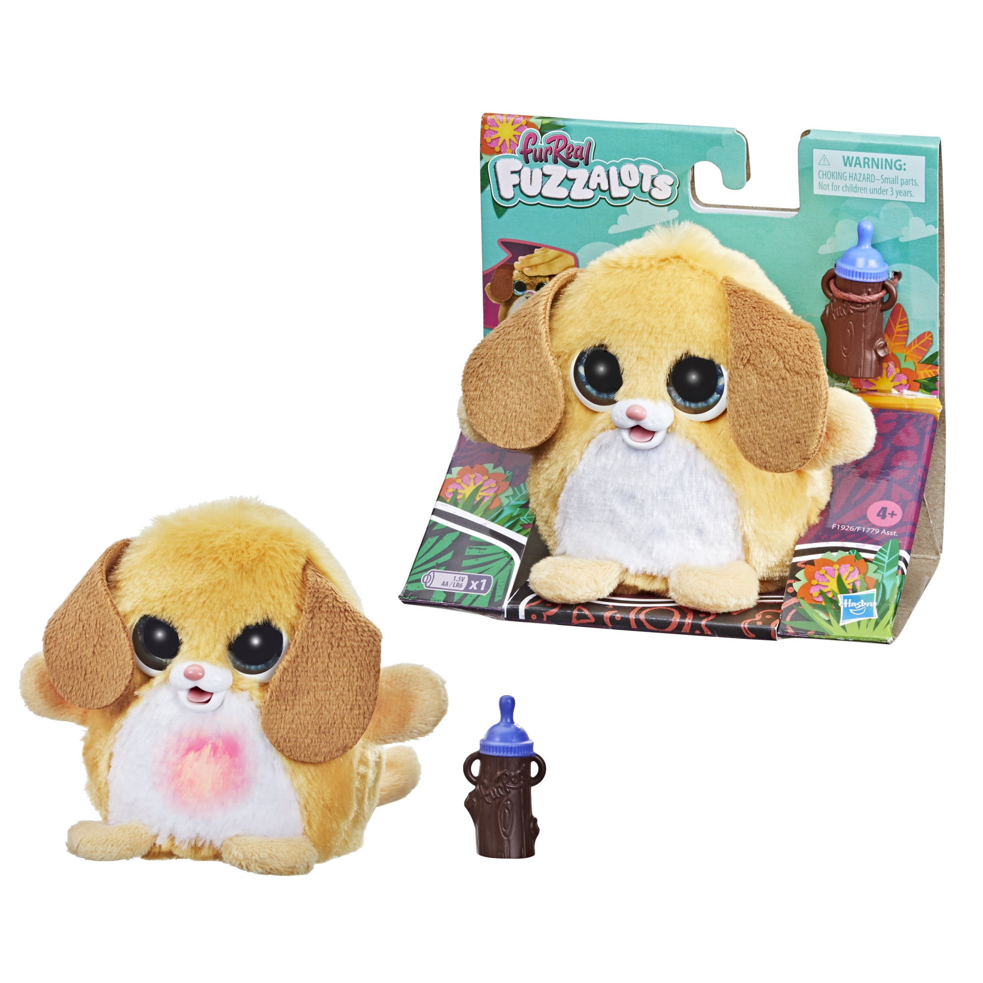 Ages 4 and up FurReal Fuzzalots Puppy Color-Change Interactive Feeding Toy Lights and Sounds 