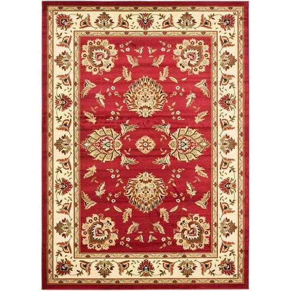 SAFAVIEH Lyndhurst Manuel Traditional Border Area Rug, Red/Ivory, 3'3" x 5'3"