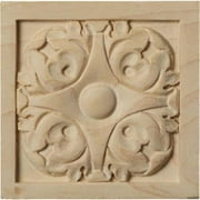 3"W x 3"H x 5/8"P Small Leaf Square Rosette, Alder