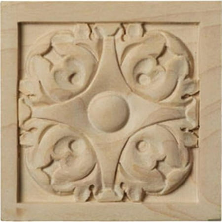3"W x 3"H x 5/8"P Small Leaf Square Rosette, Alder