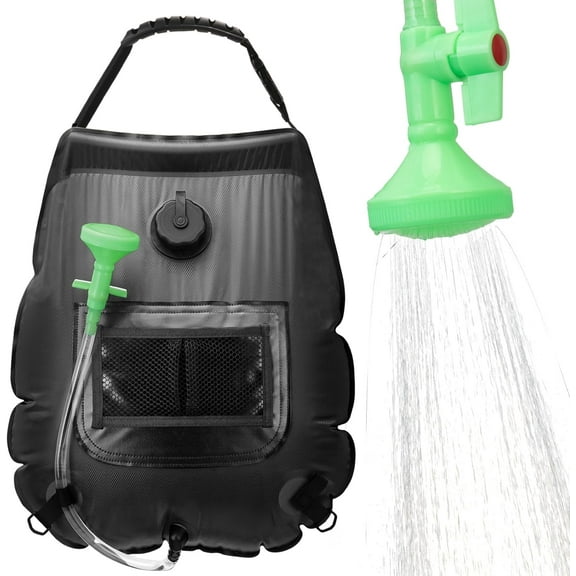 Solar Portable Shower Bag, 5 Gal/20L Solar Heating Outdoor Camping Shower Bag with On-Off Switchable Shower Head&Removable Hose Suitable for Camping, Hiking, Travel, Beach Swimming
