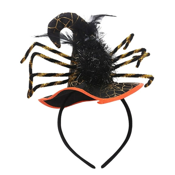 ZHENHONG Fascinators for Women, Halloween Witch Hat Headband Masquerade Dance Show Spider Headband, Halloween Costumes Black