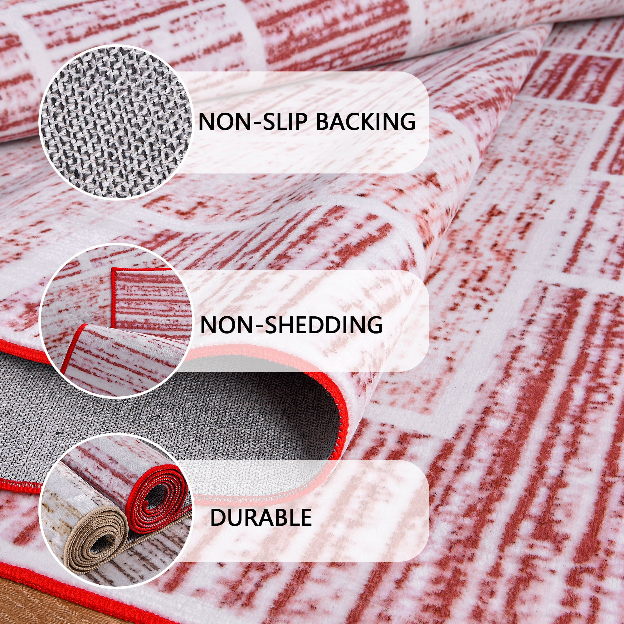 Lochas Soft Area Rug Fluffy Modern Flannel Rugs Floor Mat Carpet for Living Room Bedroom Home Decor,6'x9',Red