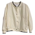 thumbnail image 5 of Fall Spring Women Jacket Stand Collar Solid Color Long Sleeves Single-breasted V Neck High Street Preppy Style Baseball Coat Loose Cardigan Short Coat, 5 of 8