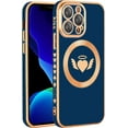 thumbnail image 6 of for iPhone 12 Pro Max Case(6.7 inch),Luxury Plating Cute Heart Wing Full Camera Lens Protection Magnetic Case for iPhone 12 Pro Max for Women Girls（Blue）, 6 of 7