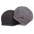 thumbnail image 6 of Gentlemen Men Flat Cap Gray herringbone Bakerboy Newsboy D8M0, 6 of 9