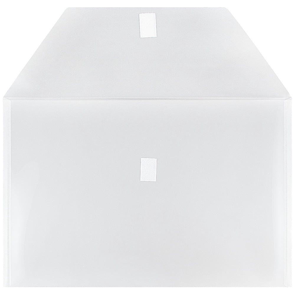 JAM Paper Plastic Hook and Loop Envelopes, 9.8" x 14.5", 12 Per Pack, Clear