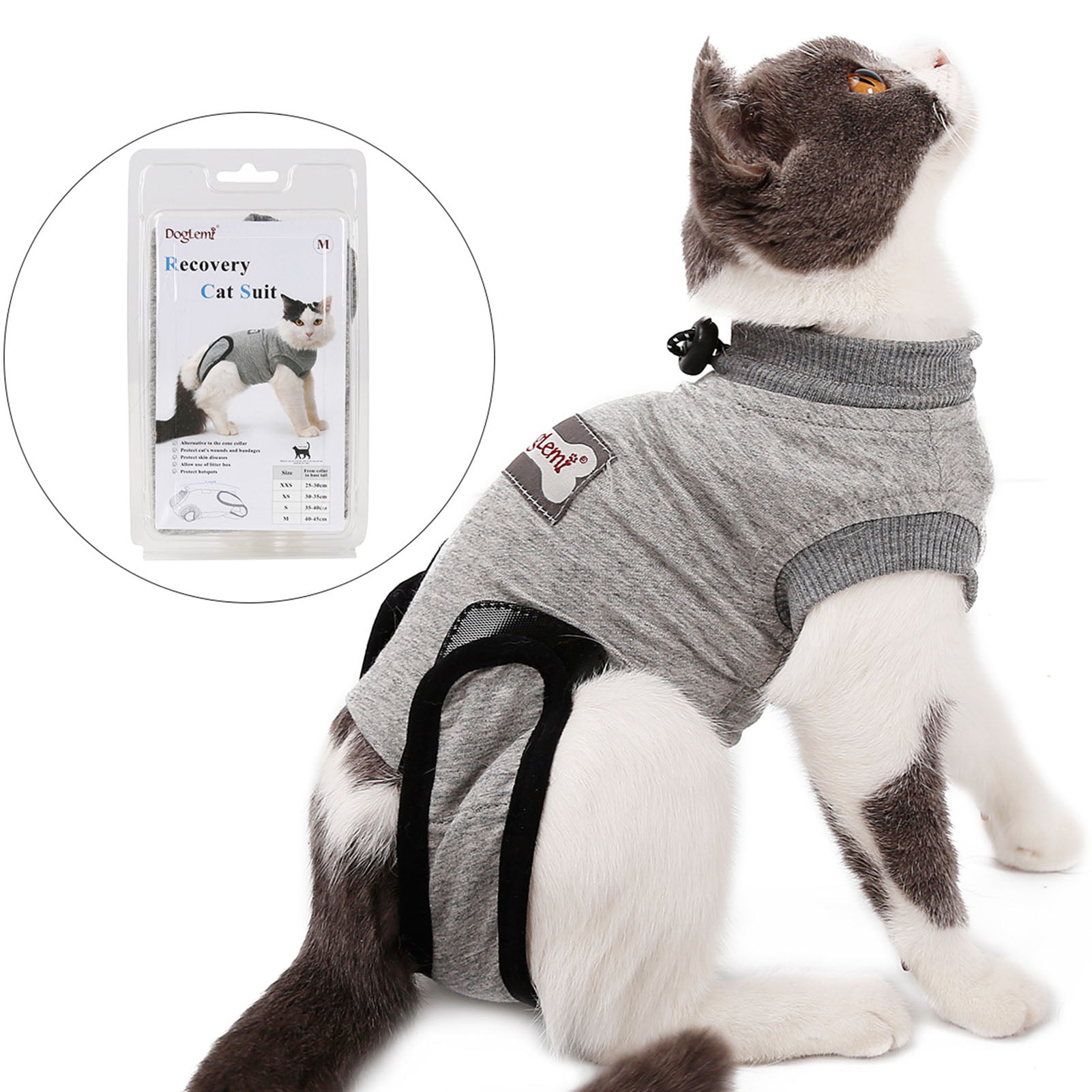 Coppthinktu Cat Recovery Suit for Abdominal Wounds or Skin Diseases Breathable Cat Surgical Recovery Suit for Cats E-Collar Alternative After Surgery Wear Anti Licking Wounds 