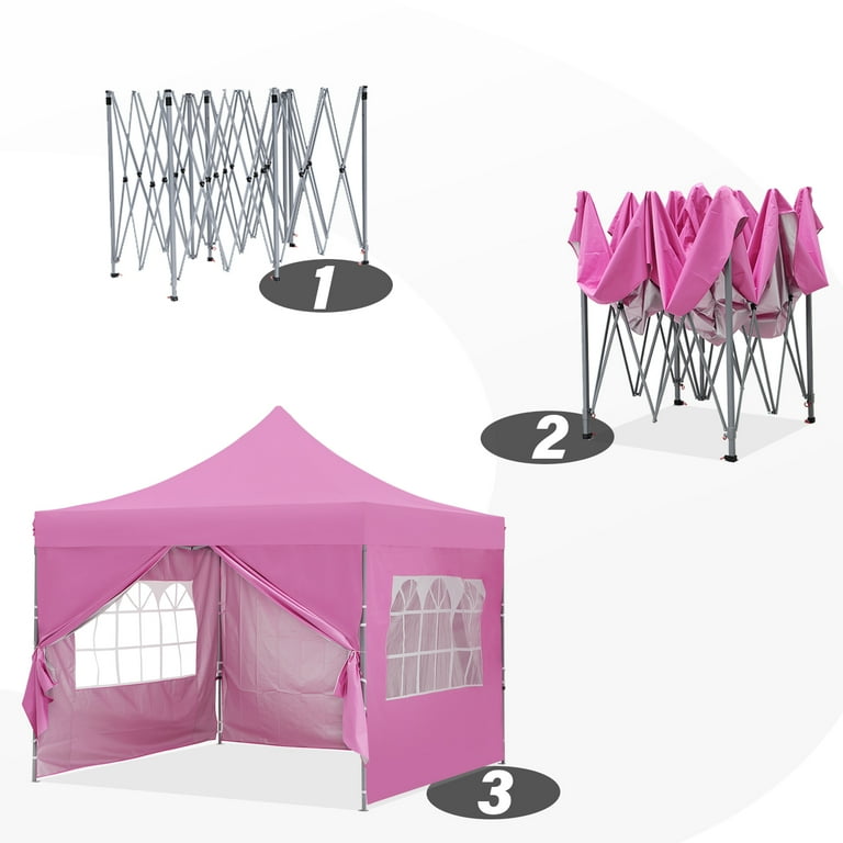 Ainfox 10' x 10' Pop up Canopy Tent, Folding Instant Outdoor Gazebo(Pink)