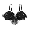 thumbnail image 3 of de lentejues con para mujer, trajes de danza del vientre con flecos a , Tops cortos, ropa de baile Negro BLESIY Sujetador de danza del vientre para mujer, 3 of 8