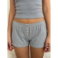 thumbnail image 3 of Women 2 Piece Pajama Set Striped Print Crop Camisole and Elastic Shorts for Loungewear Soft Sleepwear for Nightwear, 3 of 6