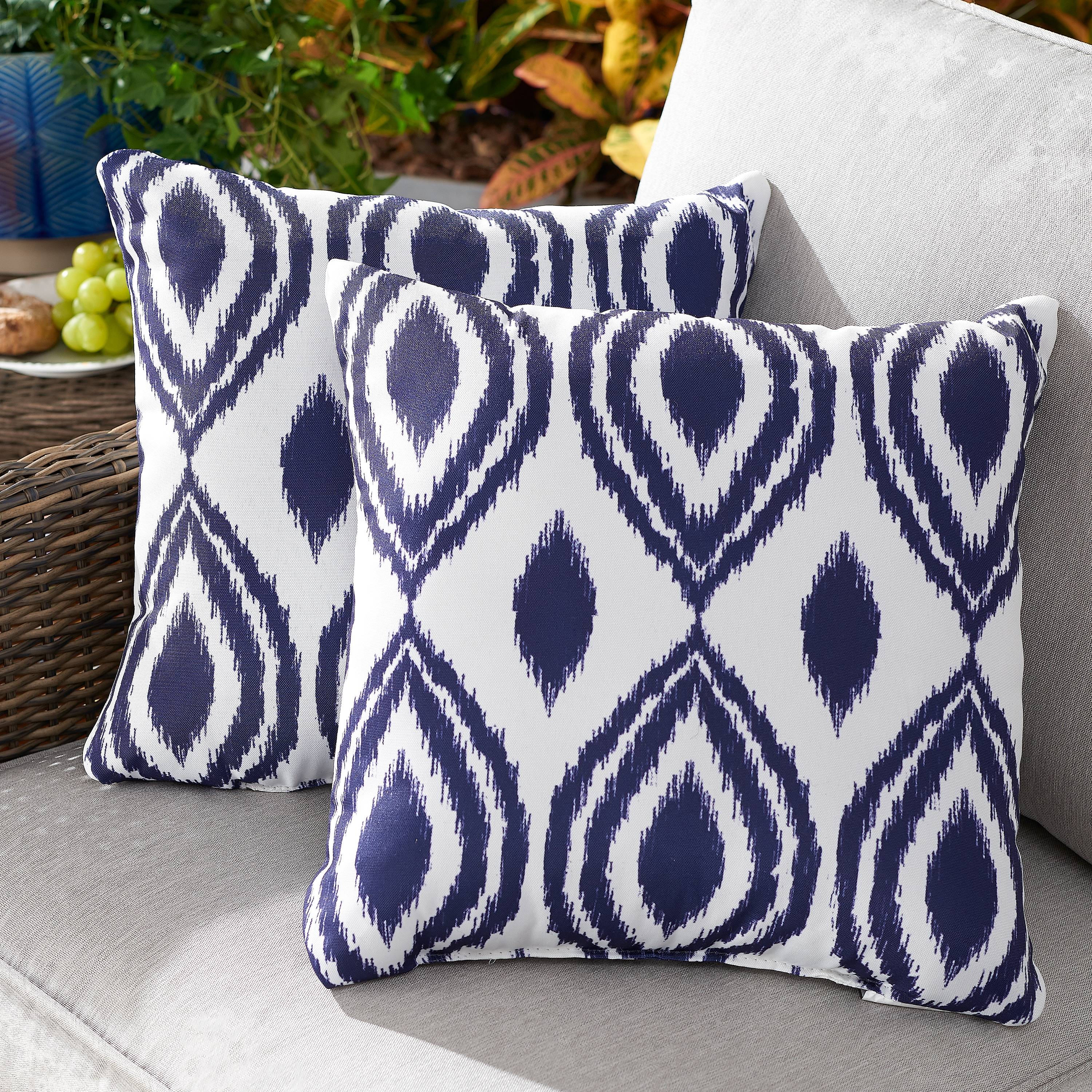 Outdoor Pillows  or Indoor  Custom Cover 16x16 all sizes Shades of Blue Navy Grey Gray Modern Geometric  18x18