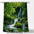 thumbnail image 3 of Scenic Waterfall Shower Curtain – Nature Green Forest Tree Water Lake Landscape – Misty Jungle Rainforest Rustic Decor Set – Immerse Yourself in Nature’s Beauty – Polyester Curtains with Hooks, 3 of 3