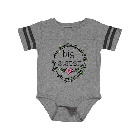 

Inktastic Big Sister Leaves Circle Heart Gift Baby Girl Bodysuit