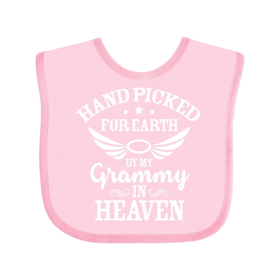 Inktastic Handpicked for Earth by My Grammy in Heaven with Angel Wings Boys or Girls Baby Bib
