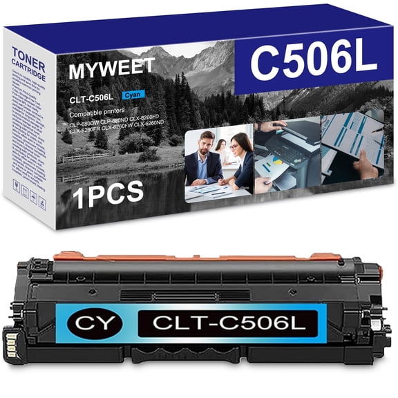 CLT-C506L Cyan Toner Cartridge High Yield Compatible for Samsung CLT-C506L Work with CLP-680DW CLP-680ND CLX-6260FD CLX-6260FR CLX-6260FW CLX-6260ND Printer (1 Pack)