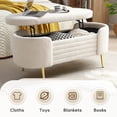 thumbnail image 6 of Tabaray 45.3” Storage Ottoman Bench with Lift Top Design, Modern End of Bed Bench with Upholstered Sherpa Fabric, Toy Storage Bench for Bedroom, Living Room (Beige), 6 of 7