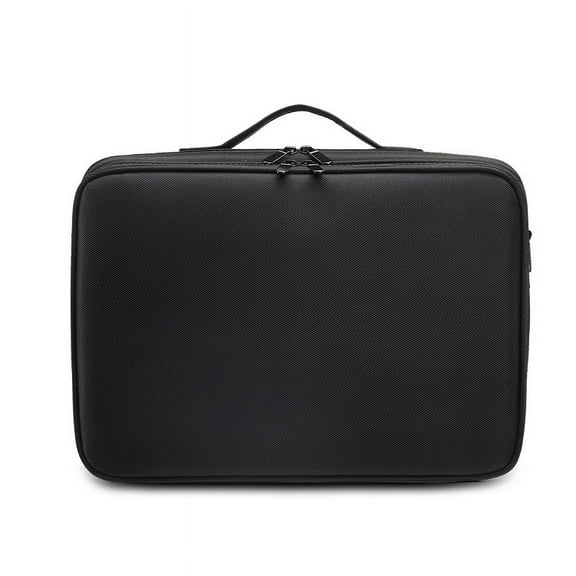 Travel Makeup Train Case, Portable Organizer With Adjustable Dividers, Black