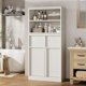 thumbnail image 1 of Yeshouse Armario independiente alto de 130 cm con puertas, dos cajones y estantes, ideal para cocina, comedor, baño, despensa y lavandería, 1 of 7