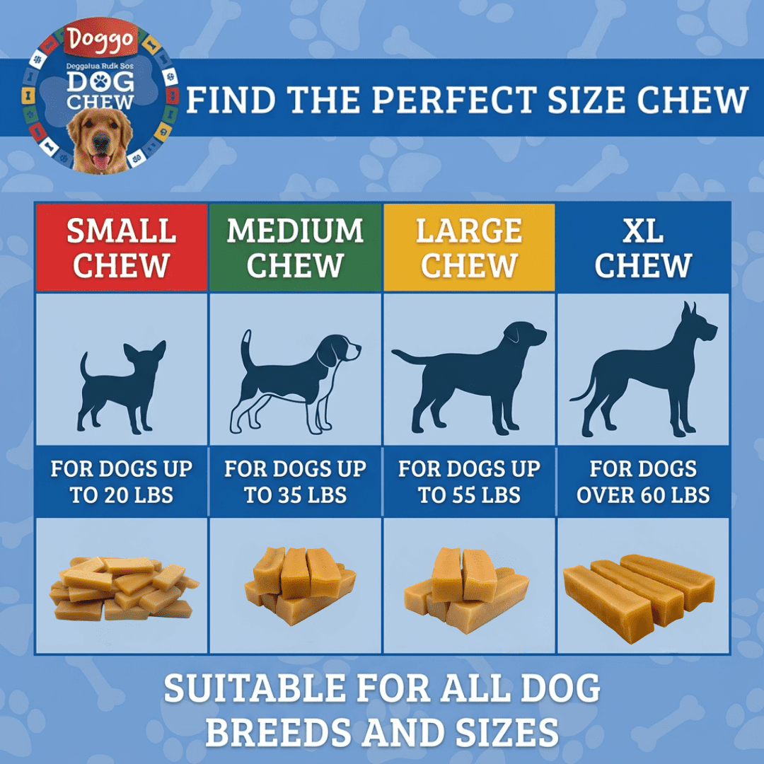 Doggo Dog Chew Natural Himalayan Yak Chews for Dogs, Medium, Long-Lasting, 1 lb, 6 Pieces