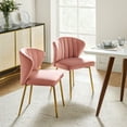 thumbnail image 3 of Velvet Dining Chairs Set of 2 Upholstered Wingback Side Chairs Living Room Kitchen Pink, 3 of 11