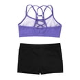 thumbnail image 4 of TiaoBug Kids Girls 2 Piece Athletic Leotard Tracksuit Sleeveless Criss Cross Tank Top with Shorts Lavender 4, 4 of 7