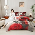 thumbnail image 4 of Feelyou Couple Anniversary Rose Queen Comforter Set, Watercolor Abstract Bedding Sets, Romantic Butterfly Reversible Bedding Comforter Set, Super Cozy Room Decor, 3 Pieces, 4 of 8