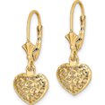 thumbnail image 2 of 14K Yellow Gold Glamorous, Glistening, Lustrous Polished 36.3 Mm 21.2 Diamond-Cut Mini Puffed Heart Leverback Earrings, 2 of 4