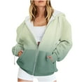 thumbnail image 3 of Christmas Zipper Hoodies for Women Lightweight 2024 Fall Oversized Long Sleeve Hooded Drawstring Sweatshirts Pockets Gradient Print Jacket Coat for Women Winter Jackets for Women 2024, 3 of 8