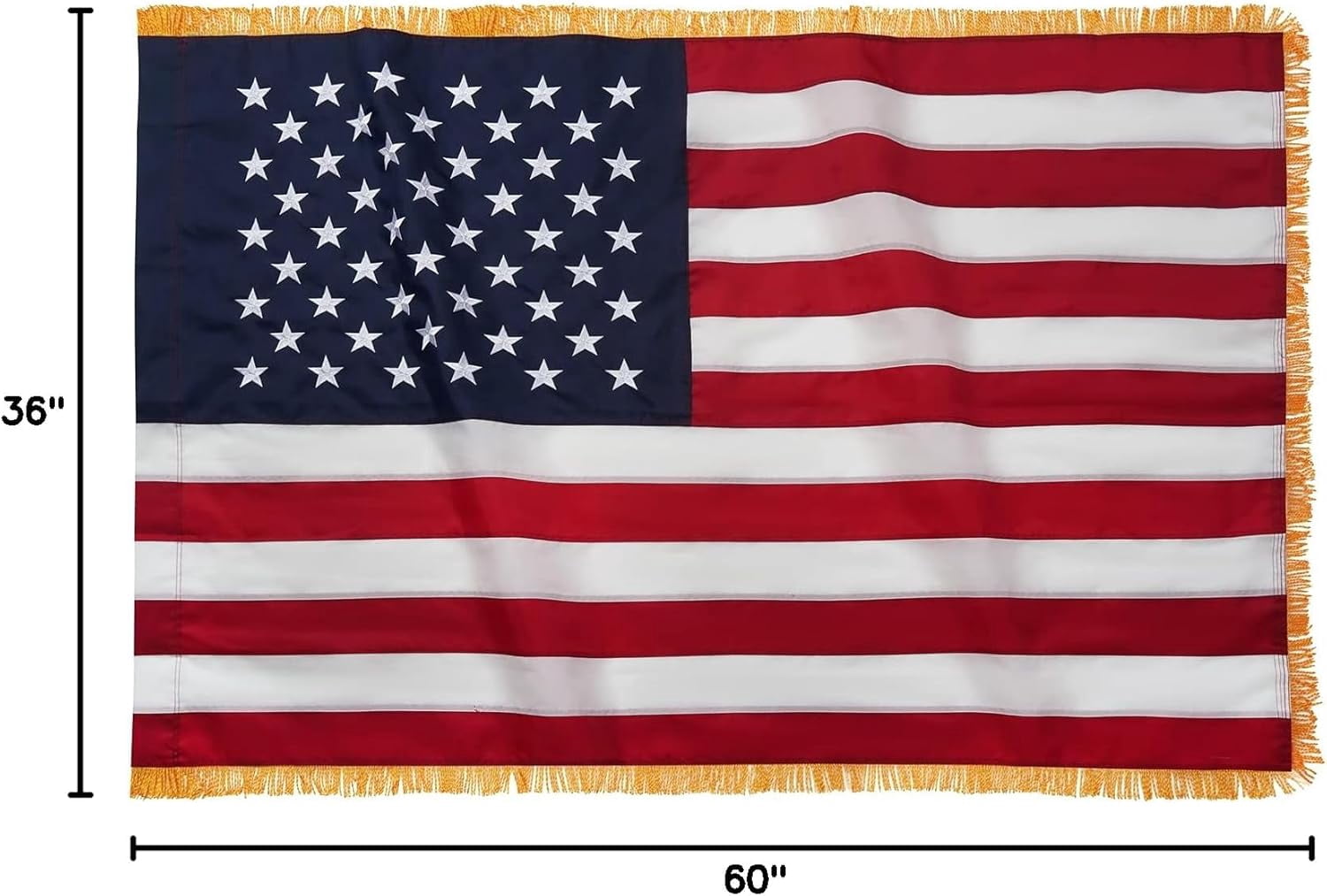 FLAGWIN American Flag 3x5 Indoor, USA Flag 3x5 FT with Gold Fringe, Embroidered Sewn Stars American Flags Heavy Duty Nylon 3 x 5 Us Flags for Inside, 3 by 5 American Flag with Sleeve