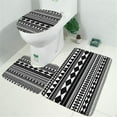 thumbnail image 2 of Black White Ethnic Pattern Bathroom Rugs Sets 3 Piece,Toilet Cover Set,Absorbent Non Slip Bathroom Mats Sets with U-Shaped Contour Rug Toilet Rug Set, 2 of 5