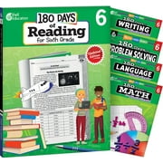 180 Days of Sixth Grade Practice, 6th Grade Workbook Set for Ages 10-12, Includes 5 Sixth Grade Workbooks to Practice Math, Reading 2nd Edition, Grammar, and Problem Solving (180 Days of Practice)