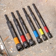 Klein Tools 32930 SAE Magnetic Impact Nut Setter Set, 6-Piece Color Coded Power Nut Driver with Extended Reach, 6 SAE Sizes