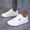 White, variant on Ladies' Wide-width Minimalist Sneakers - Synthetic Upper, Black Lace-up Design, Stable and Supportive EVA Outsole, Breathable Lining, All-season Outdoor Casual Shoes, Comfortable to Wear, Suitable