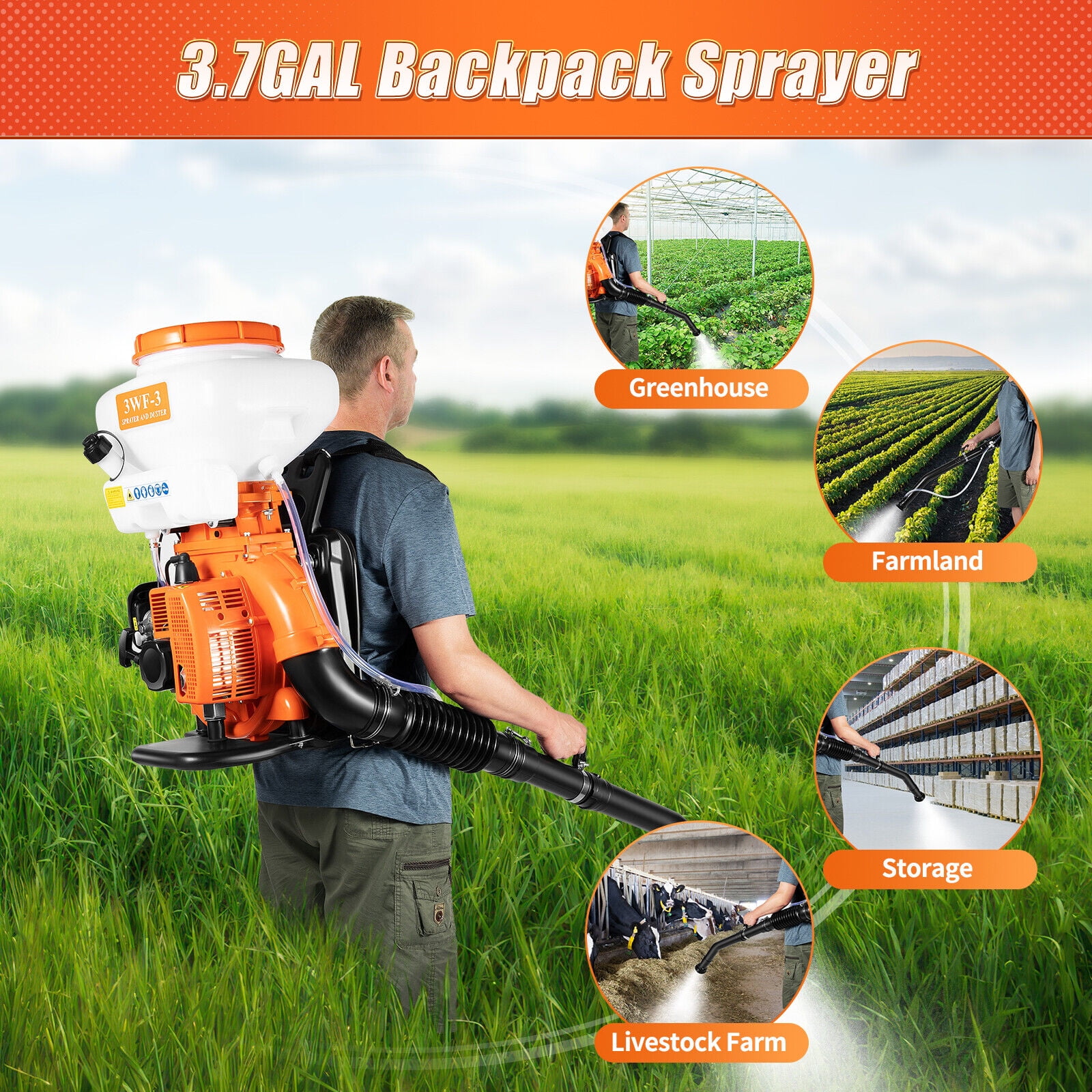 Backpack Fogger Sprayer Blower Agricultural Gas Mosquito Insecticide 14L