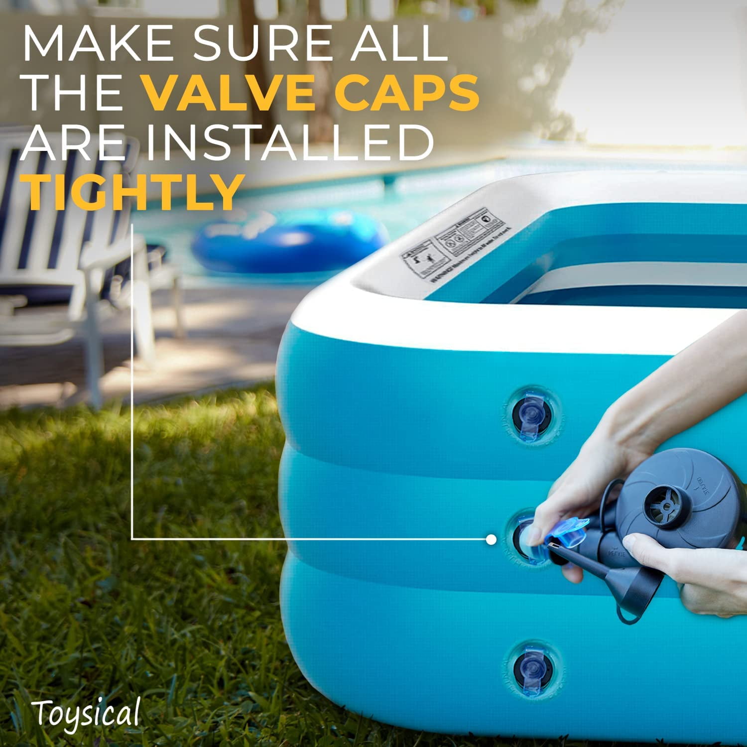 Inflatable Pool for Kids and Adults - 118 x 72 x 22 -  with Pump & Patches