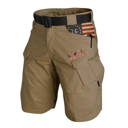 Patriotic American Flag Shorts for Men Patriotic Printed Distressed Washed Shorts American Flag 250 Year American Anniversary Cargo Shorts Outdoor Hiking Fishing Military Golf Shorts Brown 2XL