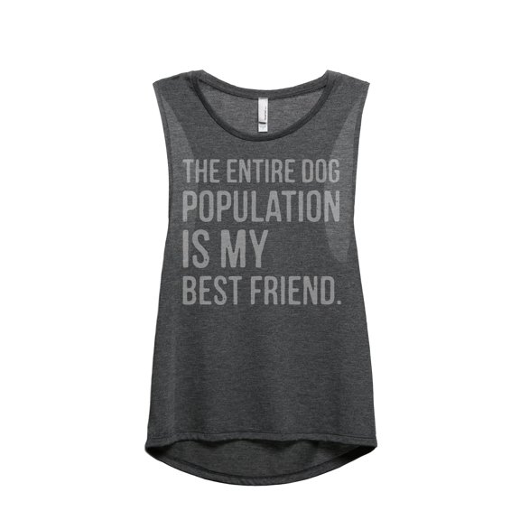 The Entire Dog Population Is My Best Friend Women's Fashion Sleeveless Muscle Tank Top Tee Charcoal