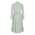 thumbnail image 6 of Women's Casual Dress, Striped V-Neck Long Sleeve Dress with Elastic Waist, Comfortable Work and Daily Wear Dress, 6 of 9