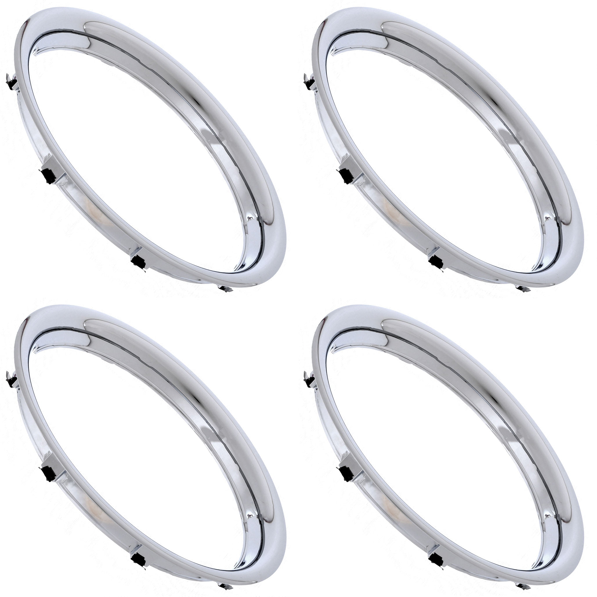 Set of 4 Chrome Plated ABS Plastic 14 Universal 1.75 inch Beauty Trim Rings 14P 