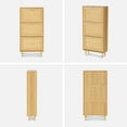 thumbnail image 7 of EYYTHUNG Natural Oak Rattan Shoe Cabinet, Entryway Storage Organizer with 3 Hidden Flip Drawers & Wood Legs, Freestanding Narrow Shoe Rack for Compact Spaces, 7 of 7