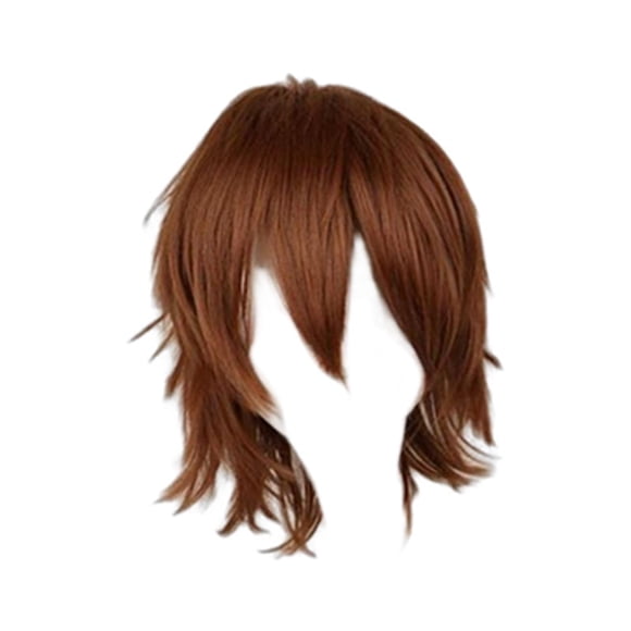 Peluca Corta de Cosplay, Anime Resistente Al Calor Moda Básica en Capas Spiky Peluca para Disfraz de Halloween Hombres Cosplayer Mascu , Marrón