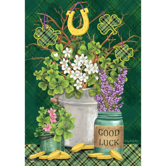 Briarwood Lane St. Patricks Day Garden Flag 12x18 For Outdoor Lucky Potted Shamrocks St. Pat's For St. Patricks Day Shamrock Irish Garden Flag Garden Flag Flags For Outside