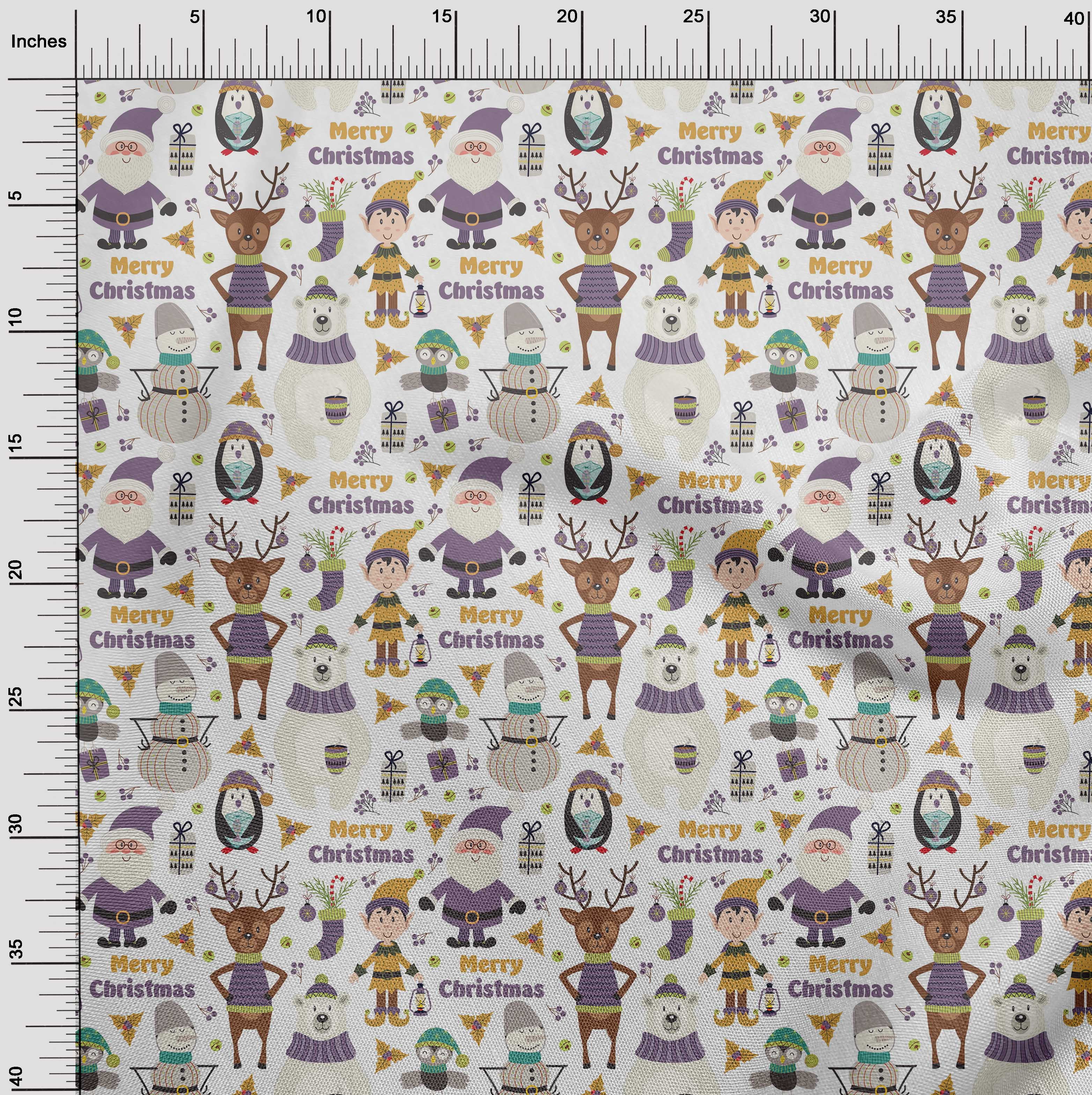 oneOone Viscose Chiffon Dusty Violet Fabric Snowman|Gift Box & Santa Christmas Sewing Fabric By The Yard Printed Diy Clothing Sewing Supplies 42 Inch Wide