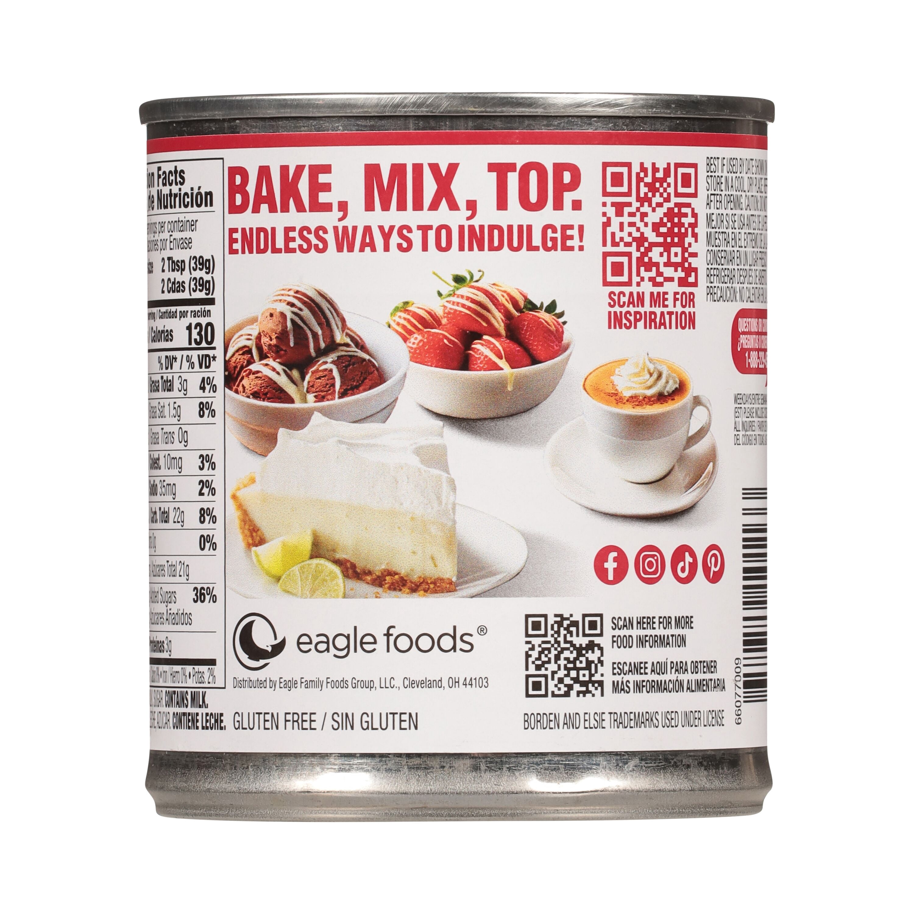 Eagle Brand Sweetened Condensed Milk, 100% US Milk, Gluten Free, 14 oz Can